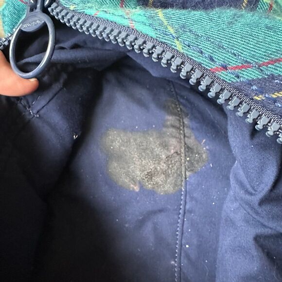 Lands End Weekender Flannel Duffle Bag Blue Green Plaid - Picture 9 of 10